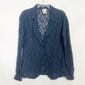 Vintage Eyelash Couture Y2K Lace Fairy Grunge Blue Blazer Size XS/S Whimsigoth